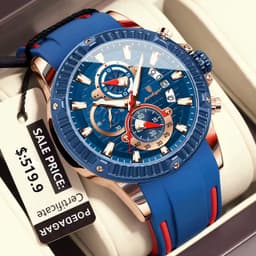 *POEDAGAR RUBBER* _CHRONOGRAPH_ WATERPROOFS WITH SAPPHIRE GLASS _COMES WITH BRANDED BOX,WARRANTY CARD,EXTRA BATTERY AND CARRIER BAG_