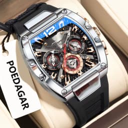 *POEDAGAR RUBBER* _CHRONOGRAPH_ WATERPROOF WITH SAPPHIRE GLASS _COMES WITH BRANDED BOX,WARRANTY CARD,EXTRA BATTERY AND CARRIER BAG_